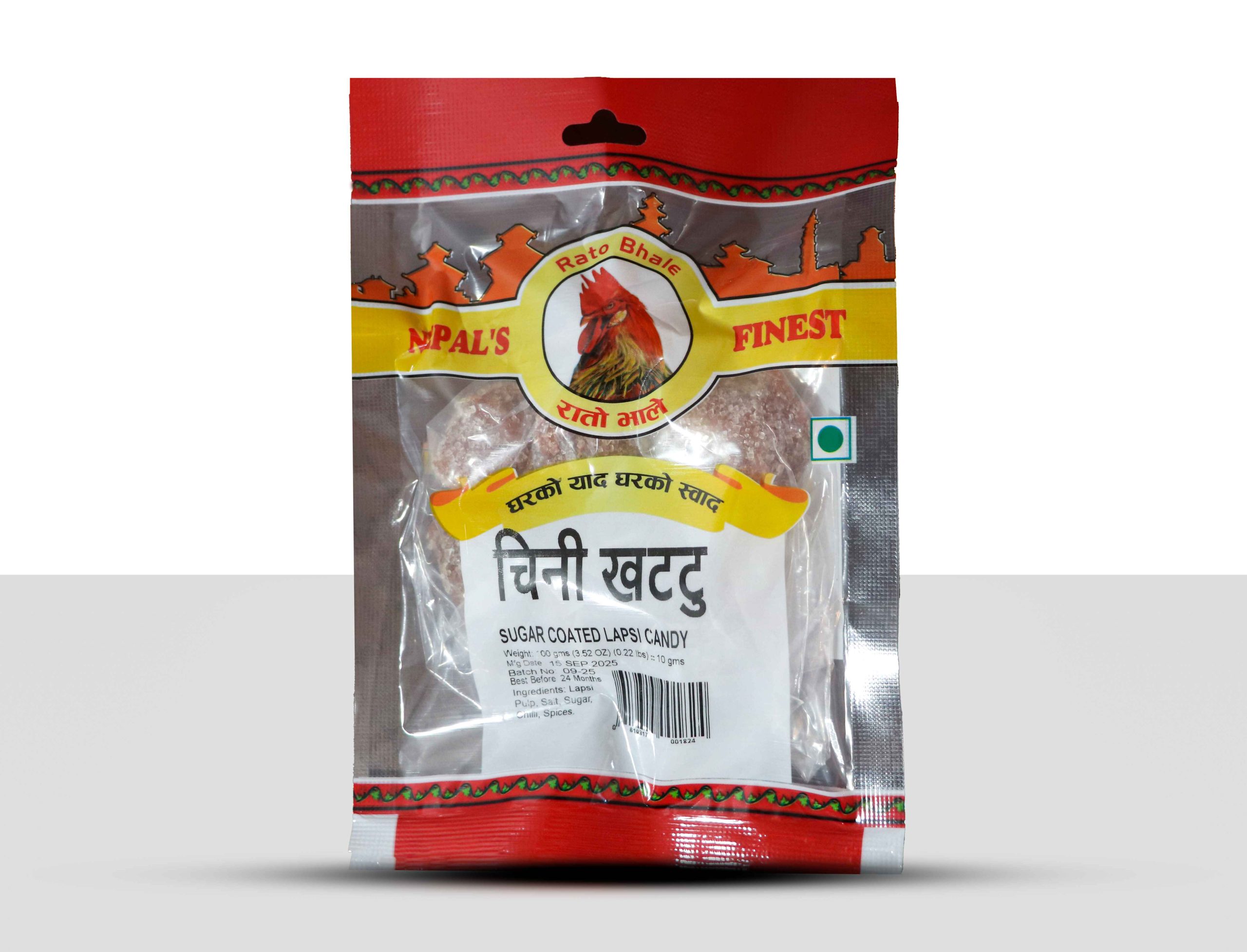 Chini Khattu sugar coated lapsi candy by Rato Bhale – sweet and tangy Nepali hog plum snack