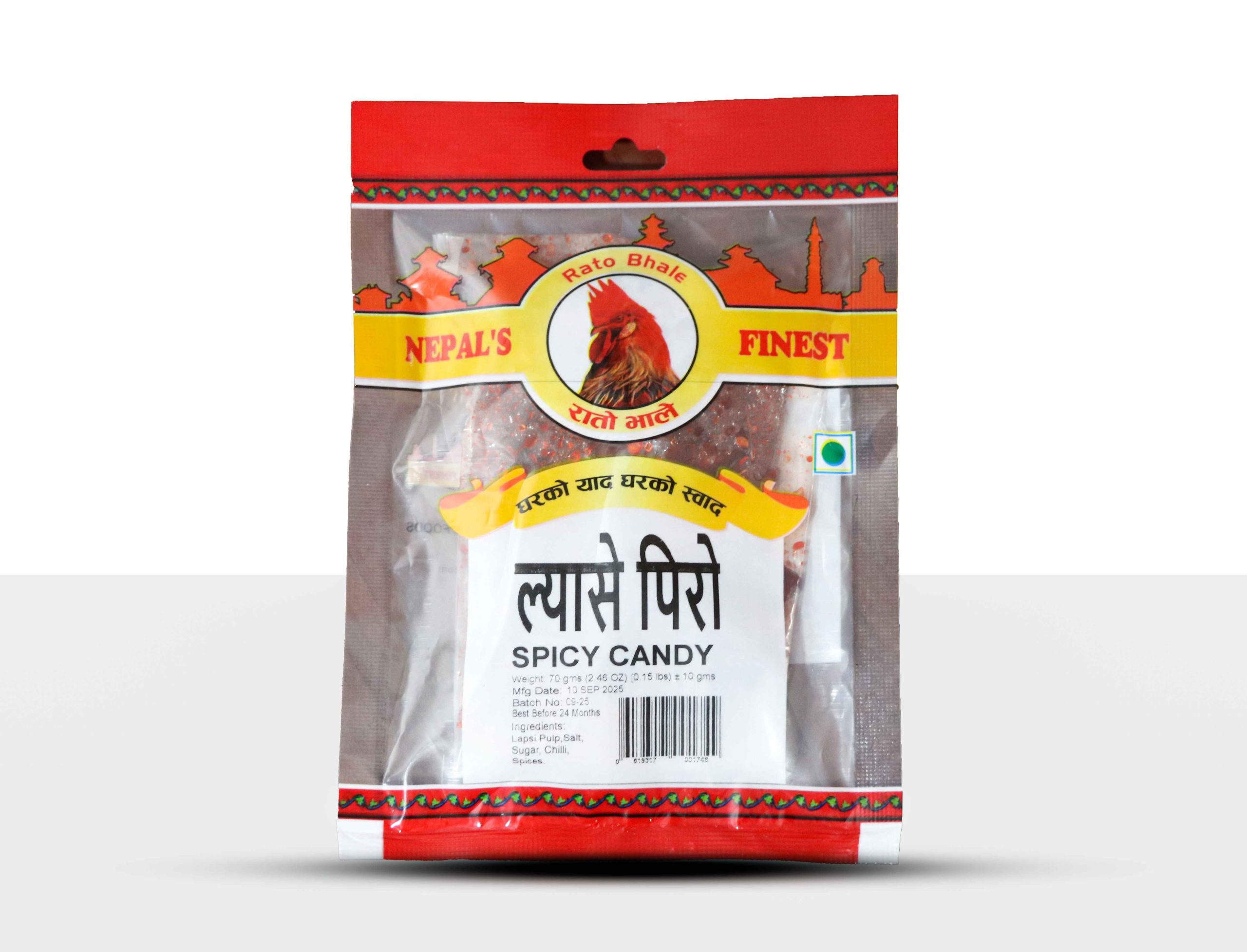 Lyase Piro spicy lapsi candy by Rato Bhale – bold and tangy Nepali hog plum snack