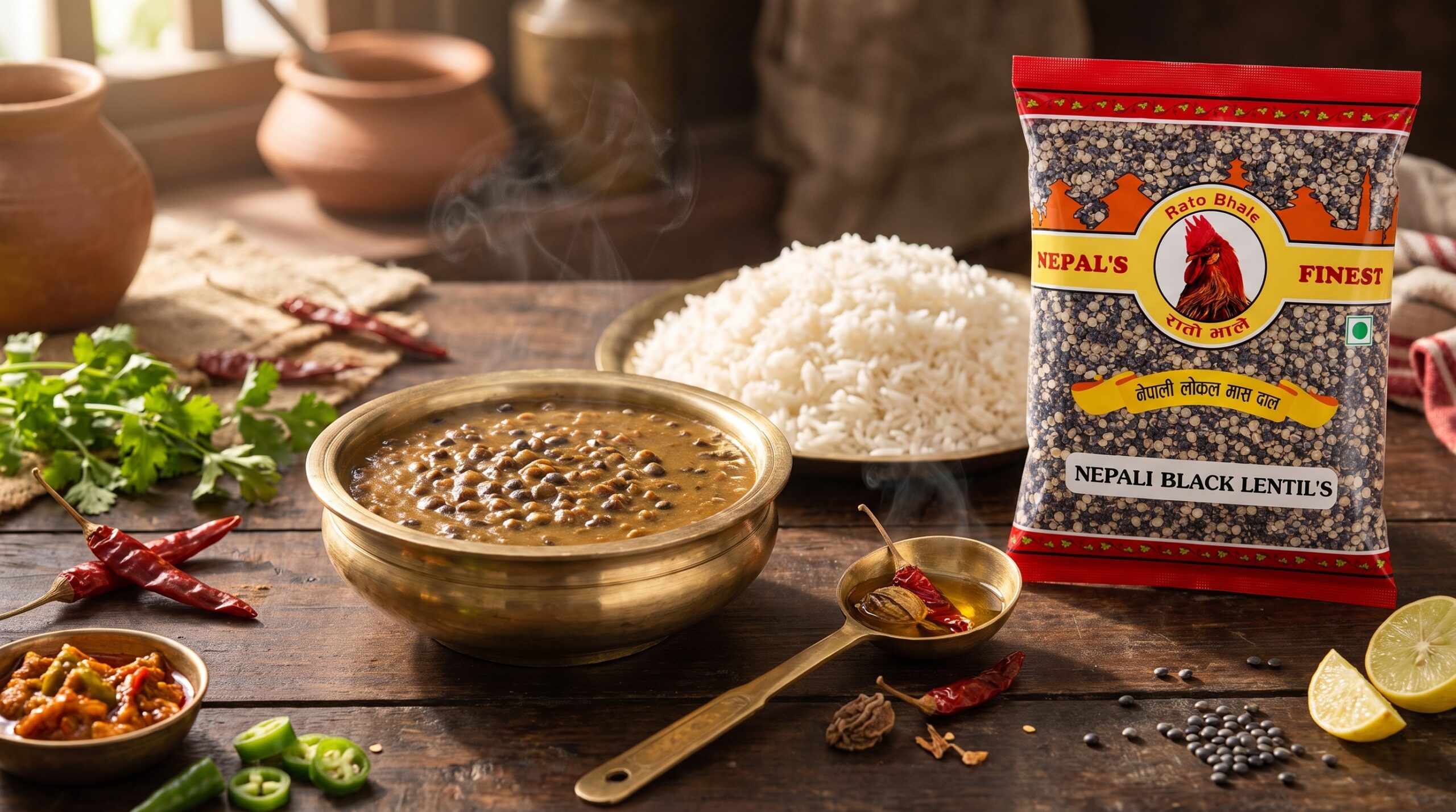 Rato Bhale Black Mustang Daal with Jimbu seasoning