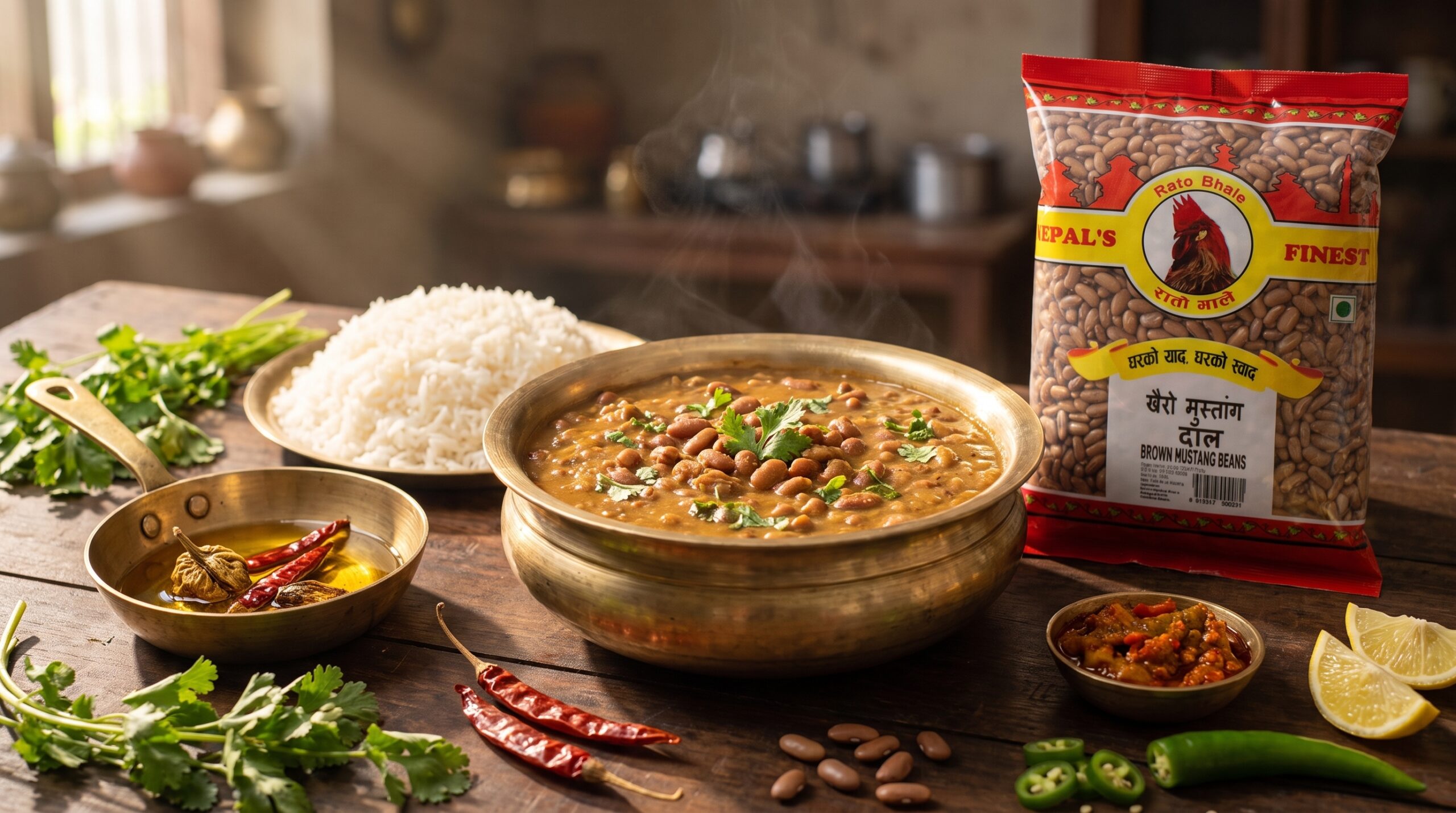 Rato Bhale Brown Mustang Daal with Jimbu seasoning